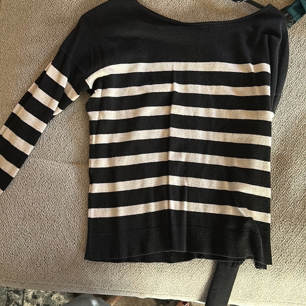 White and black sweater